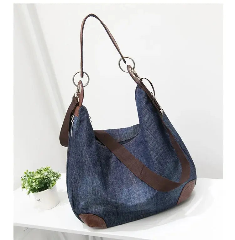 Women's Denim Baguette Bag