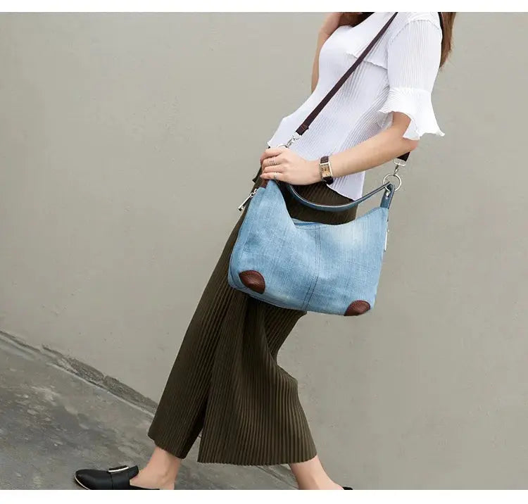 Women's Denim Baguette Bag