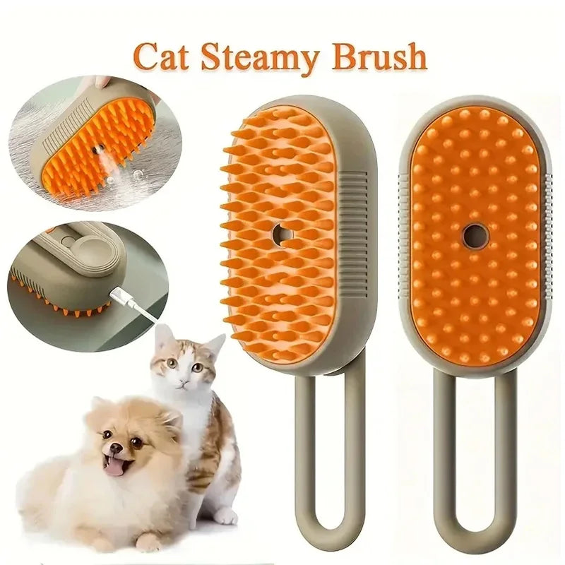 3-in-1 Dog Hair Brush Cat Hair Brush Electric Pet Cleaning Brush Steam Spray Brush Massage Hair Removal Comb Anti Flying Brush