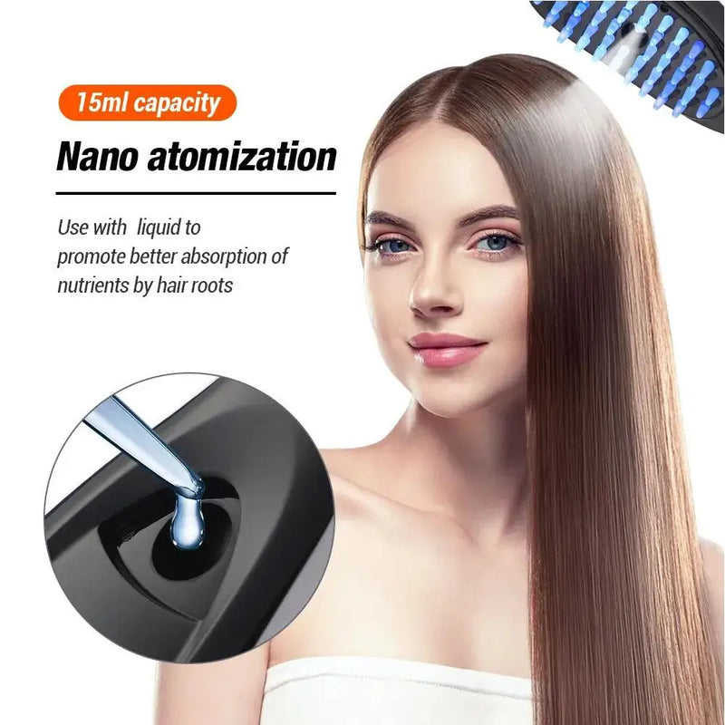 Electric Spray Massage Comb Vibration Head Massager Brush LED Anti Hair Loss Scalp Liquid Medicine Atomizing Comb